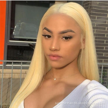 18-30inch wholesale cheap price 613 Blonde Straight Virgin Brazilian Human Hair  13*4 Lace Front Wig